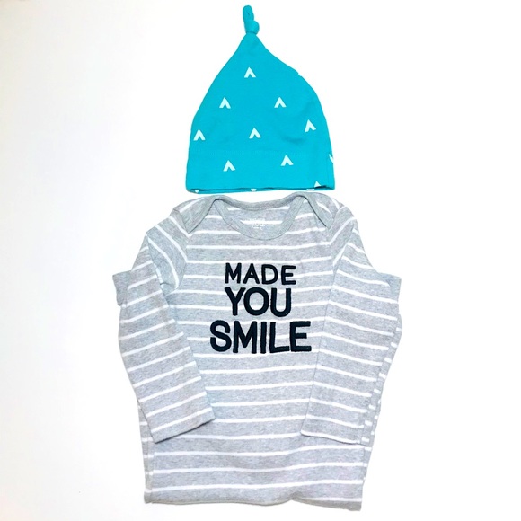 Carter's Other - (2pc) Made You Smile One Piece + Hat